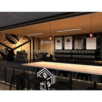 Quiosque de café feito de aço galvanizado curvado para casa de contêineres expansível de 20 pés