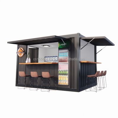 Loja Supermercado 10-12FT Container Mobile Cafe Estrutura de aço com casas de madeira Design em estilo moderno e alta qualidade