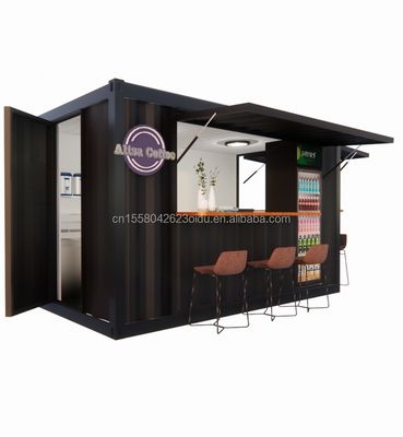 Loja Supermercado 10-12FT Container Mobile Cafe Estrutura de aço com casas de madeira Design em estilo moderno e alta qualidade