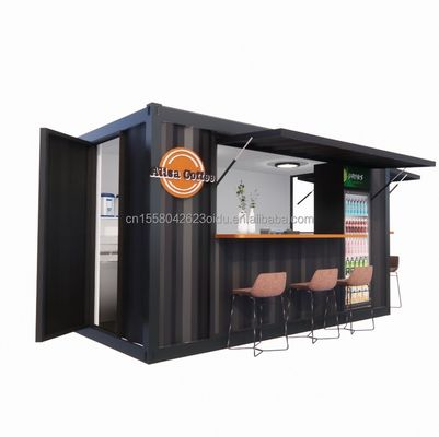 Loja Supermercado 10-12FT Container Mobile Cafe Estrutura de aço com casas de madeira Design em estilo moderno e alta qualidade