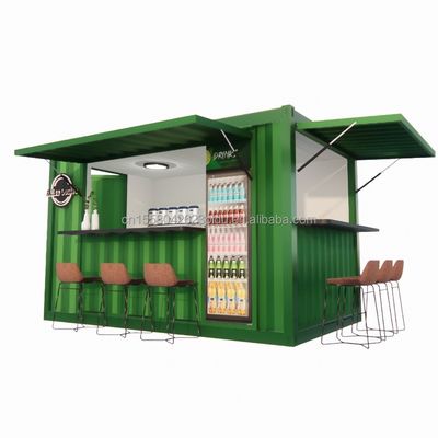 Loja Supermercado 10-12FT Container Mobile Cafe Estrutura de aço com casas de madeira Design em estilo moderno e alta qualidade