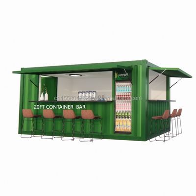 Loja Supermercado 10-12FT Container Mobile Cafe Estrutura de aço com casas de madeira Design em estilo moderno e alta qualidade