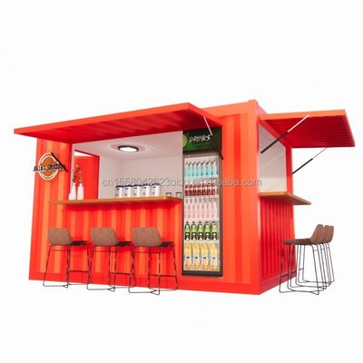 Loja Supermercado 10-12FT Container Mobile Cafe Estrutura de aço com casas de madeira Design em estilo moderno e alta qualidade