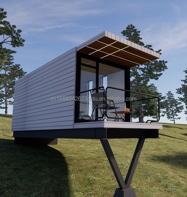 20 FT Moderno Design pré-fabricado Casa Pendente Container de painel de sanduíche de aço para vida ao ar livre para férias ou família