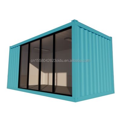 Estrutura de aço pré-fabricada exterior de 20 pés Casa Casa Container Casas de embalagem plana Feitas de painel de sanduíche de onda de 50/75/100 mm