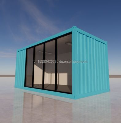 Estrutura de aço pré-fabricada exterior de 20 pés Casa Casa Container Casas de embalagem plana Feitas de painel de sanduíche de onda de 50/75/100 mm
