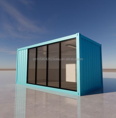 Estrutura de aço pré-fabricada exterior de 20 pés Casa Casa Container Casas de embalagem plana Feitas de painel de sanduíche de onda de 50/75/100 mm