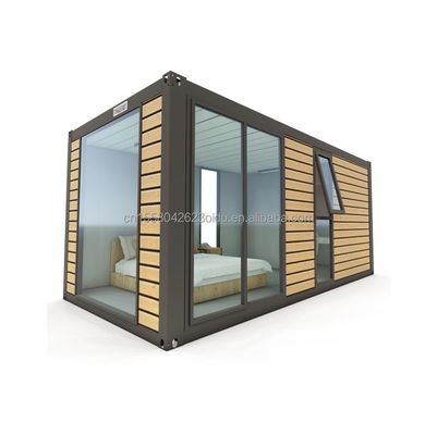 Casa de contêineres de aço pré-fabricada moderna de 20 pés Casa de residência pré-fabricada de cores de madeira Casa pequena de casa de casal