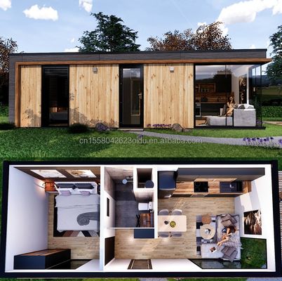 Quadro de aço galvanizado de aço curvado 180g Casa de contêineres pré-fabricada de design moderno para espaços residenciais ao ar livre