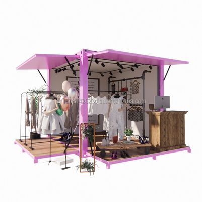 Promoção de hotel 10ft Pop-up Container Loja de roupas com estrutura de aço e dobragem de aço galvanizado