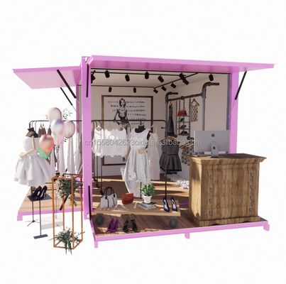 Promoção de hotel 10ft Pop-up Container Loja de roupas com estrutura de aço e dobragem de aço galvanizado
