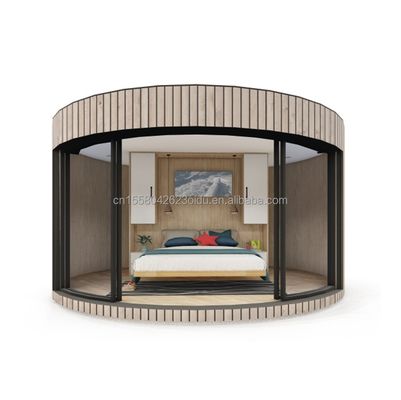 Tubos Quadrados Galvanizados de Aço Estrutura Casa Redonda de Madeira CE Casa de Contêiner Moderna de Luxo com Janela de Liga de Alumínio