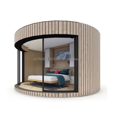 Tubos Quadrados Galvanizados de Aço Estrutura Casa Redonda de Madeira CE Casa de Contêiner Moderna de Luxo com Janela de Liga de Alumínio