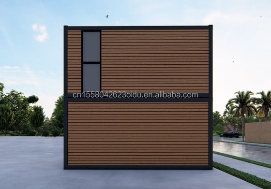 Sala de estar ao ar livre Pequenas casas de luxo de dois andares Vila moderna pré-fabricada de aço Modular pré-fabricada Casa de contêineres de transporte