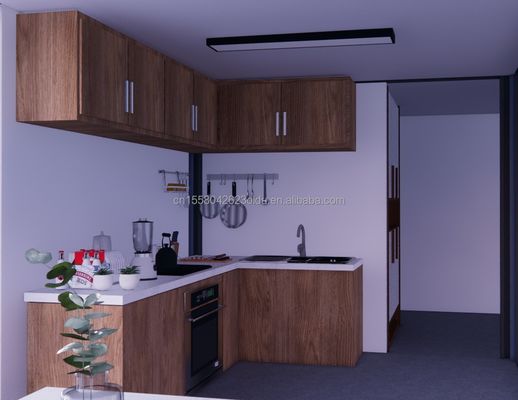 2 quartos pré-fabricados Casa pequena feita de material de aço para design moderno Casa residencial de madeira em escritório ao ar livre