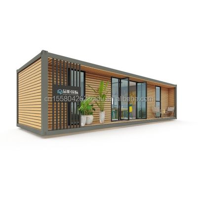 Casa de madeira de luxo de 40 pés com 2 quartos pré-fabricada Casa Escritório Design moderno Aço galvanizado curvado 180g