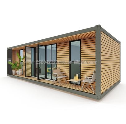 Casa de madeira de luxo de 40 pés com 2 quartos pré-fabricada Casa Escritório Design moderno Aço galvanizado curvado 180g