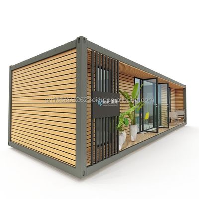 Casa de madeira de luxo de 40 pés com 2 quartos pré-fabricada Casa Escritório Design moderno Aço galvanizado curvado 180g