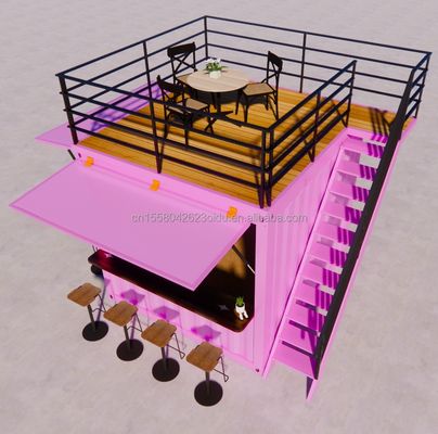 Tubos Quadrados de Aço Galvanizado Usados para Lojas 10ft Pop Up Container Móvel Prefabricado Restaurante Quiosque de Alimentos de Rua