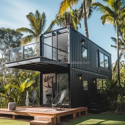 Casa de contenedores de aço pré-fabricada para habitação ao ar livre em florestas residenciais