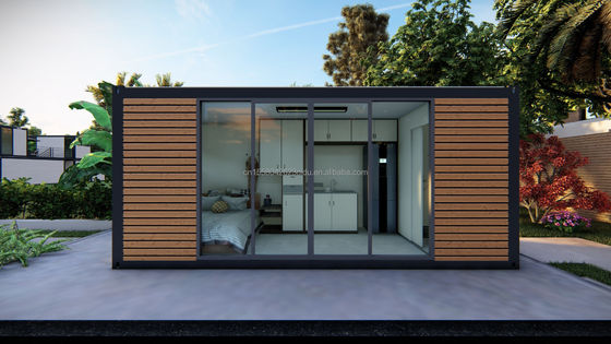 20ft Design Moderno Casa de Madeira Prefabricada Material de Aço Pequena Casa de Contêiner para Hotel / Casais Vocação Estadia ao ar livre