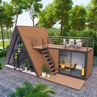 Janela de liga de alumínio Luxo Moderno A-Frame Vila de baixa altura Modular pré-fabricado com isolamento térmico Casa triangular pequena para apartamento