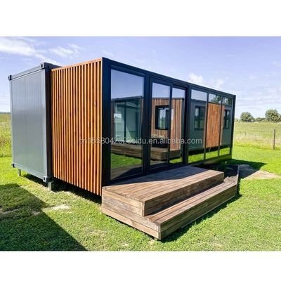 Casa de contêiner de madeira de luxo personalizável Design moderno aço pré-fabricado exterior 20ft 40ft contêiner expansível
