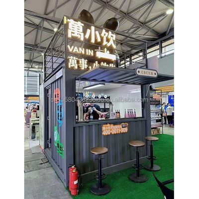 10ft Mini Pop Up Shop Container Casa Restaurante Loja Street Food Kiosk Container com Tubos Quadrados de Aço Galvanizado