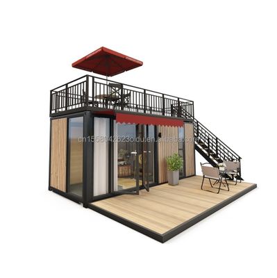 Janela de liga de alumínio 20ft/40ft Edifícios de contêineres de madeira de um andar para apartamentos de hotéis, villas ou cabines