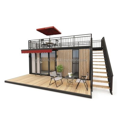 Janela de liga de alumínio 20ft/40ft Edifícios de contêineres de madeira de um andar para apartamentos de hotéis, villas ou cabines