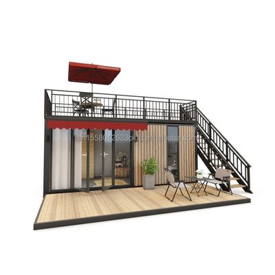 Janela de liga de alumínio 20ft/40ft Edifícios de contêineres de madeira de um andar para apartamentos de hotéis, villas ou cabines