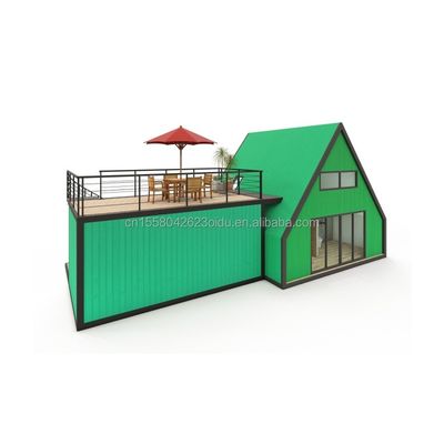 Casa de contêiner pré-fabricada elegante residencial com janelas de liga de alumínio em design de triângulo de aço
