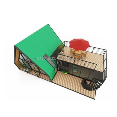 Casa de contêiner pré-fabricada elegante residencial com janelas de liga de alumínio em design de triângulo de aço