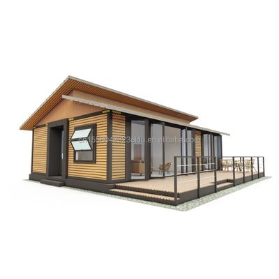 EU Moderno 3 dormitórios Flat Pack Container Houses Parede externa de madeira e aço galvanizado curvatura 180g para residência