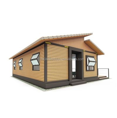 EU Moderno 3 dormitórios Flat Pack Container Houses Parede externa de madeira e aço galvanizado curvatura 180g para residência