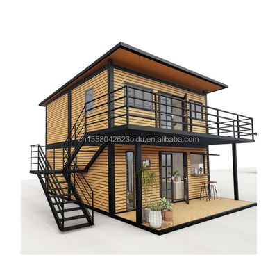 Galvanizado de aço curvado 180g Casas de madeira modernas de 4 quartos Bilayer pré-fabricado de aço Container Casa expansível Design para shopping