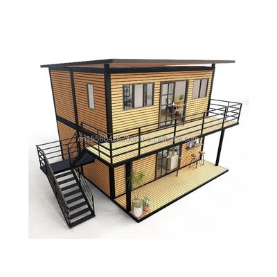 Galvanizado de aço curvado 180g Casas de madeira modernas de 4 quartos Bilayer pré-fabricado de aço Container Casa expansível Design para shopping