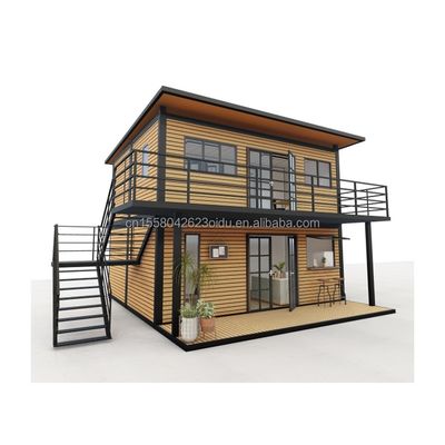 Galvanizado de aço curvado 180g Casas de madeira modernas de 4 quartos Bilayer pré-fabricado de aço Container Casa expansível Design para shopping