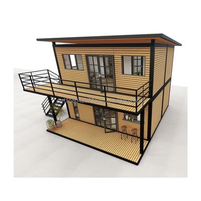 Galvanizado de aço curvado 180g Casas de madeira modernas de 4 quartos Bilayer pré-fabricado de aço Container Casa expansível Design para shopping