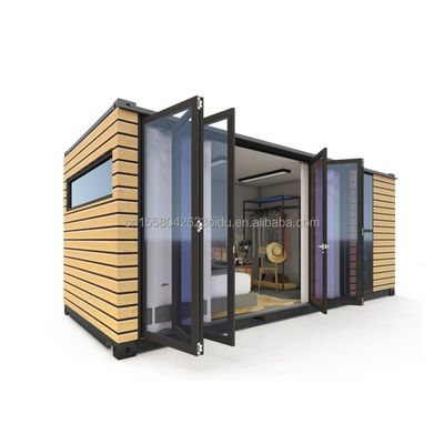 Quadro de aço galvanizado de aço curvado 180g para estúdio de 20 pés paredes exteriores de madeira Container de remessa Casa Casas de contêineres elegantes