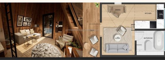 Galvanizado de aço de curvatura pré-fabricado Casa Floresta Viva quarto de hotel para vida ao ar livre moderna e recipiente especializado