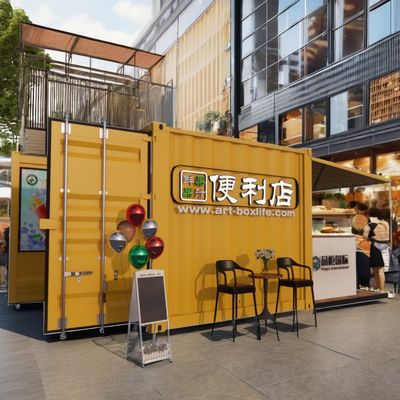 Parede de tronco 10ft Container de aço expansível Bar de contêineres pré-fabricados para restaurantes ao ar livre Containers de transporte modificados