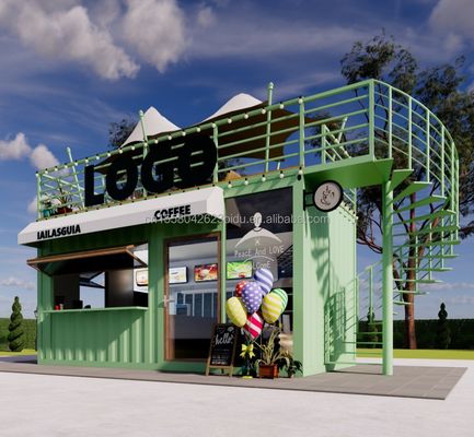 Portable 10ft 20ft estrutura de aço pré-fabricada casas de contêineres bar móvel loja para fast food parede 50mm painel de sanduíche onda