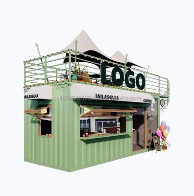 Portable 10ft 20ft estrutura de aço pré-fabricada casas de contêineres bar móvel loja para fast food parede 50mm painel de sanduíche onda