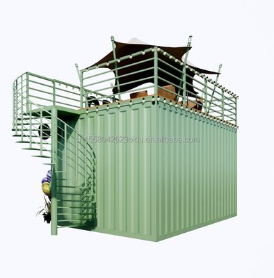 Portable 10ft 20ft estrutura de aço pré-fabricada casas de contêineres bar móvel loja para fast food parede 50mm painel de sanduíche onda