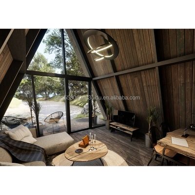 Janela de alumínio moderna portátil de aço triangular pré-fabricada casa de madeira recipiente desmontável para casa ou hotel 1-
