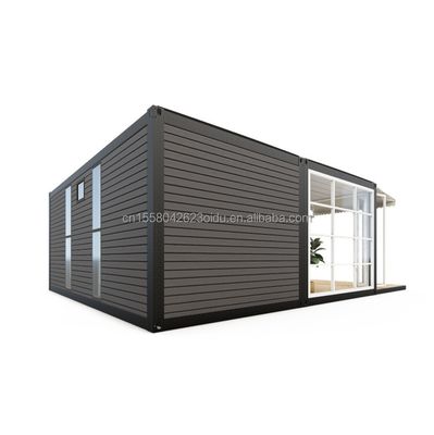 Estilo Casa de contêiner de dois quartos com tubos quadrados de aço galvanizado Estrutura e cozinha Sala de estar