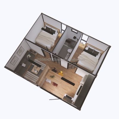 Casa Móvel Desmontável Personalizável UE Dois Quartos Dois Containers Prefabricados de 20 pés para Vida Personalizada