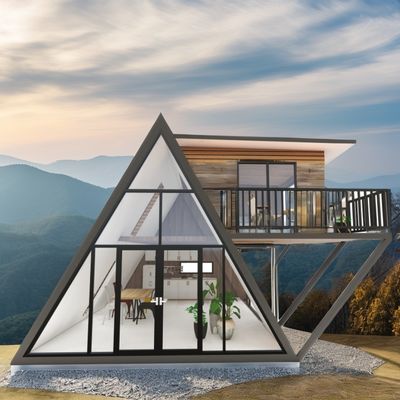 Casas pré-fabricadas portáteis com estrutura de aço galvanizado de aço curvado 180g e 50/75/100mm Wave Sandwich Panel Paredes