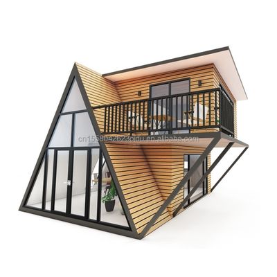 Casas pré-fabricadas portáteis com estrutura de aço galvanizado de aço curvado 180g e 50/75/100mm Wave Sandwich Panel Paredes